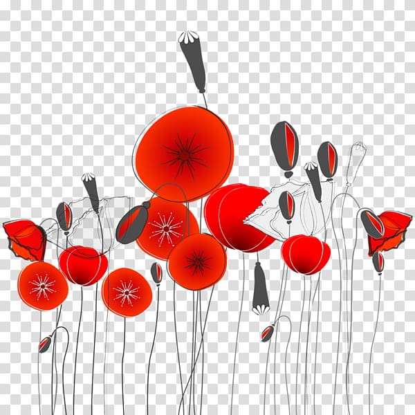 Poppy Watercolor painting, red poppies transparent background PNG clipart