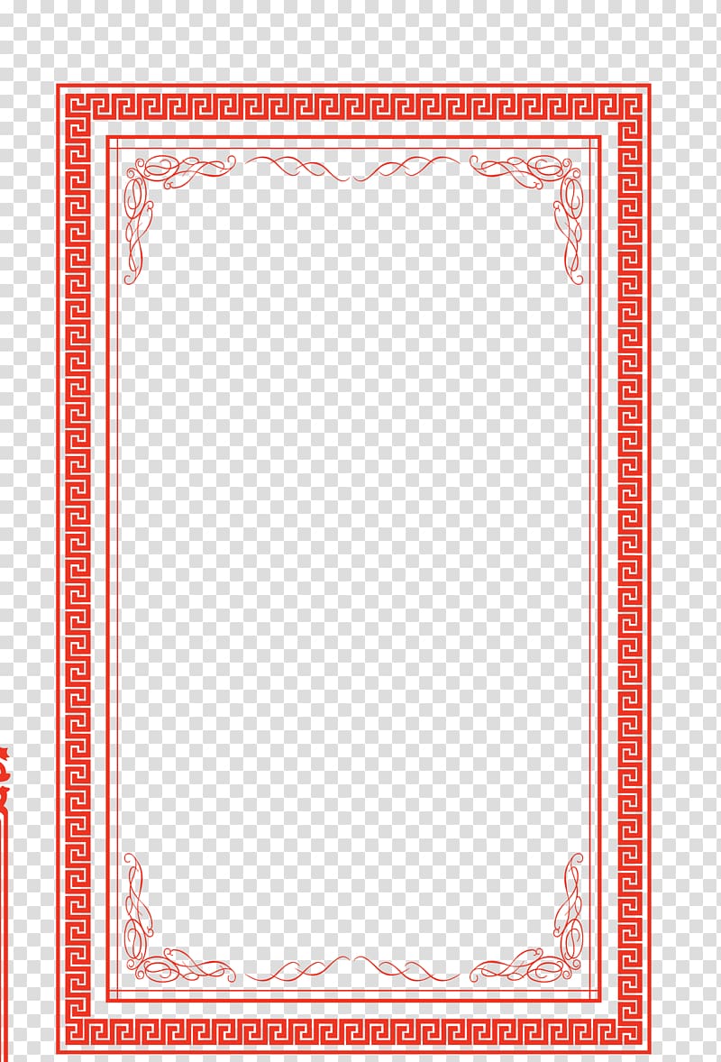 Paper Chinese New Year Red, Happy New Year festive red border transparent background PNG clipart
