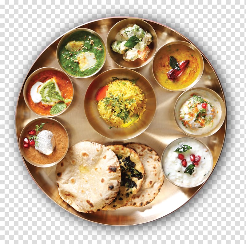 of thali set, Indian cuisine Dal Vegetarian cuisine Roti, non-veg food transparent background PNG clipart