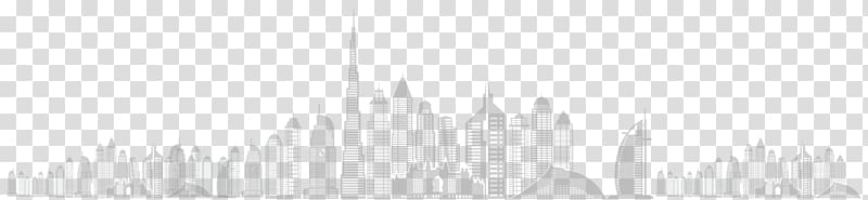 White Line art, Dubai Skyline transparent background PNG clipart