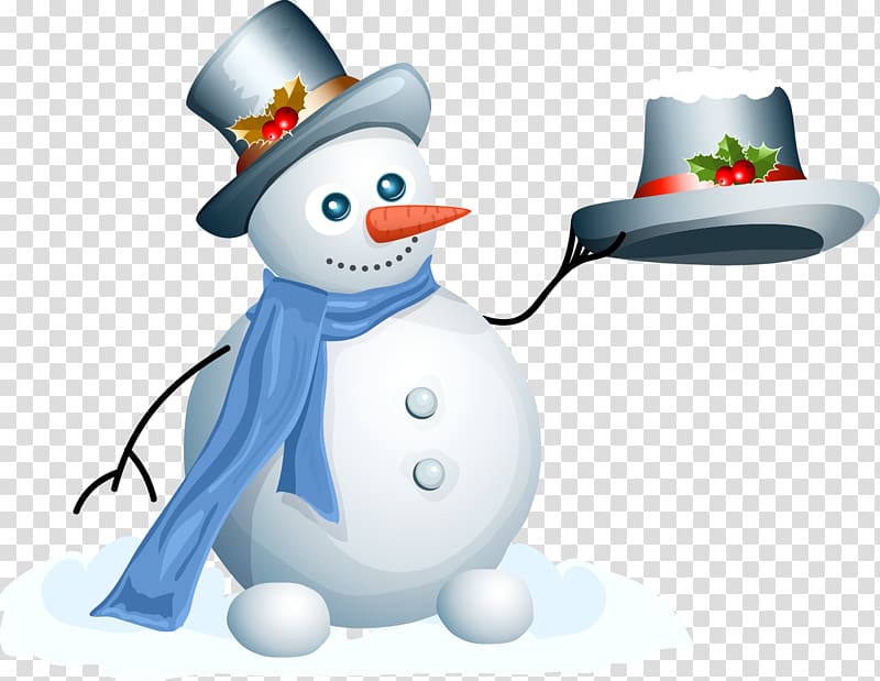 Snowman Christmas Motif, Branches snowman blue scarf hat transparent background PNG clipart