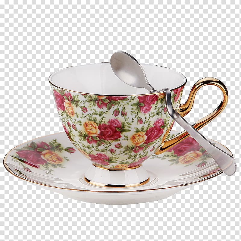 Coffee cup Cafe Saucer Mug, Saucer coffee cup cutlery pattern transparent background PNG clipart
