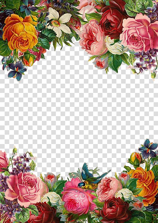 beautiful flowers border transparent background PNG clipart