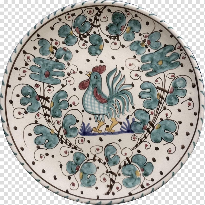 Ceramic Plate Visual arts Blue and white pottery Rooster, Plate transparent background PNG clipart