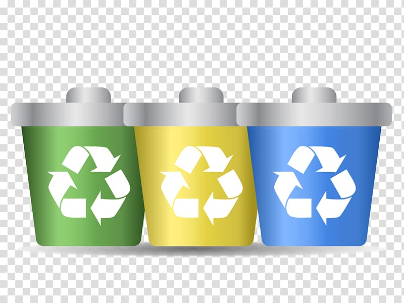Logo Recycling symbol Paper, tri-color recycling trash can transparent background PNG clipart
