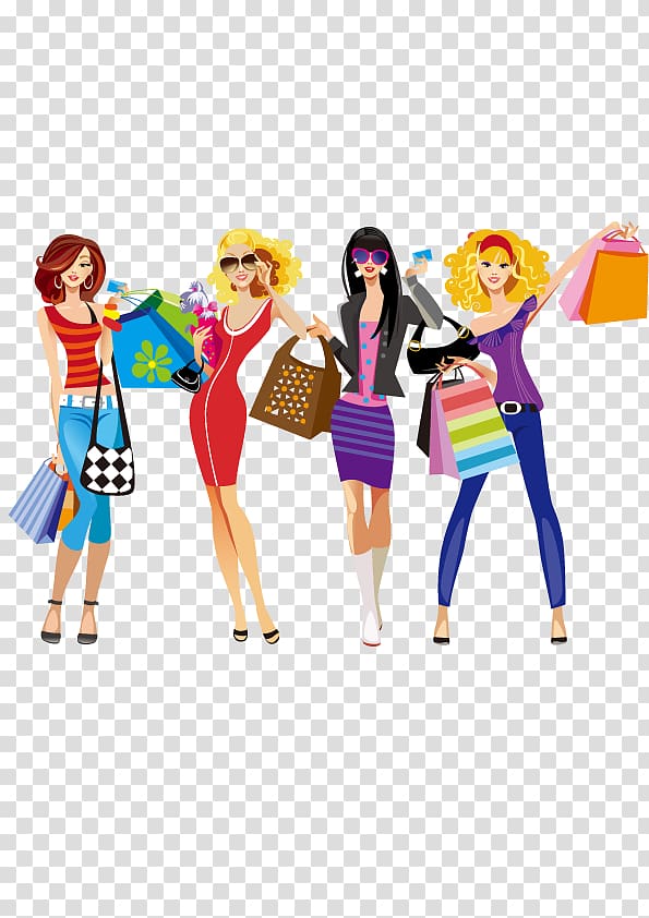 Shopping Drawing , Shopping girls transparent background PNG clipart