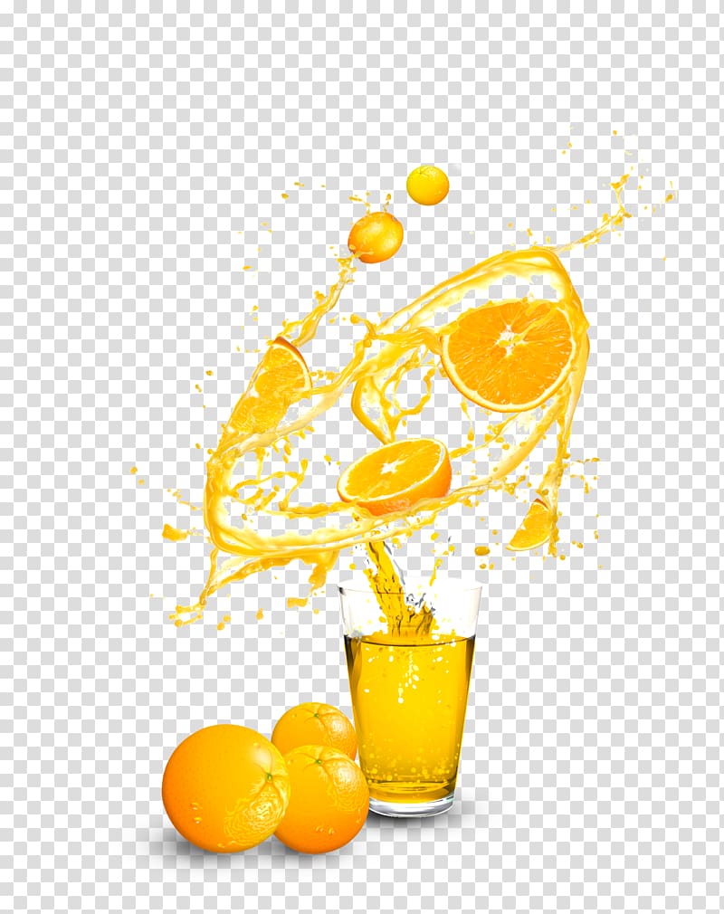 lemon fruits above bottle digital art, Orange juice Smoothie Milkshake, Orange juice orange juice transparent background PNG clipart