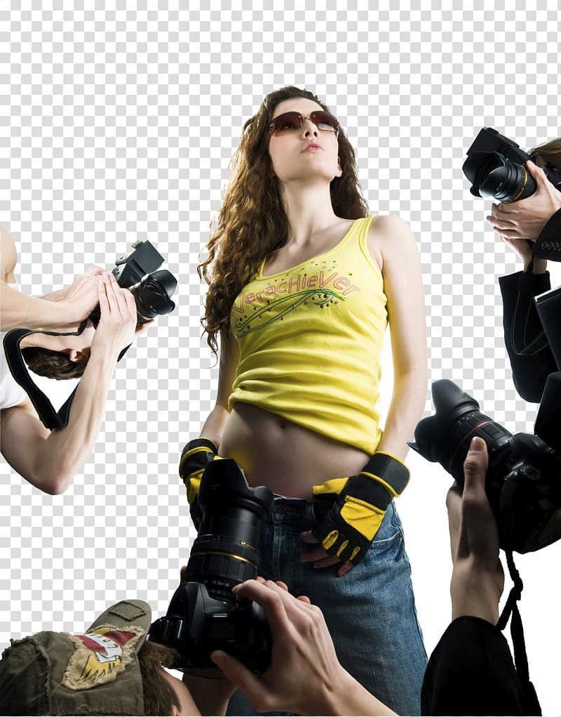 grapher Paparazzi , Model facing the camera lens transparent background PNG clipart