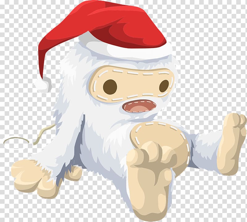 yeti in snowman hat toy art, Santa Claus Creature transparent background PNG clipart