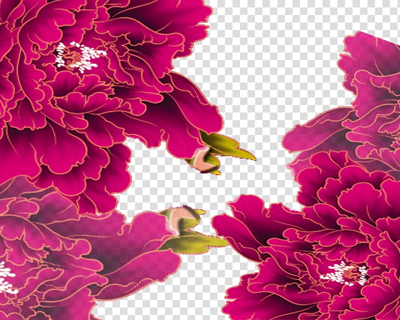 Moutan peony Floral design, Big Peony Chinese wind pattern transparent background PNG clipart