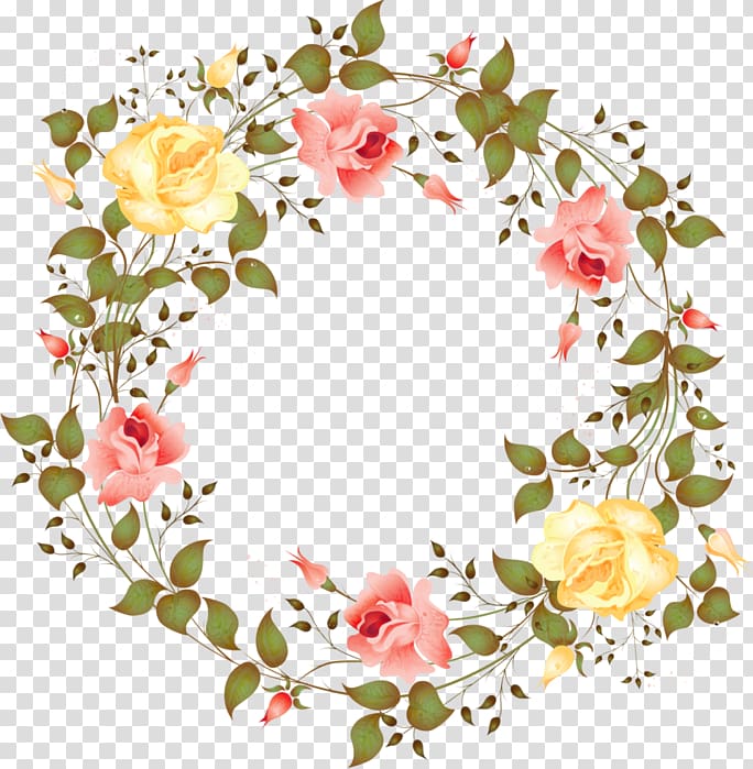 yellow and pink rose flowers wreath , Watercolour Flowers Wreath Watercolor painting, flower transparent background PNG clipart