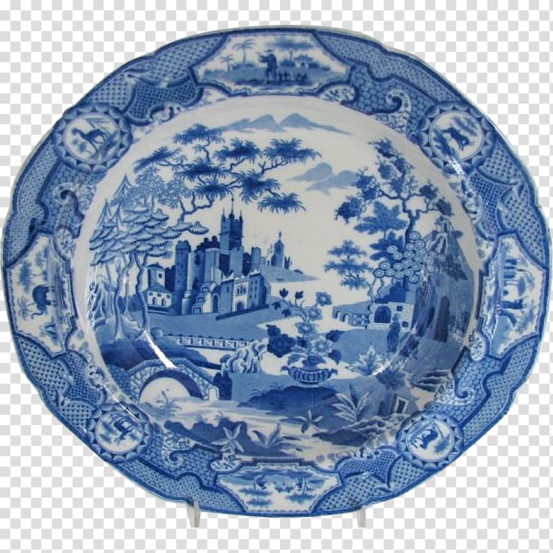 Plate Blue and white pottery Spode Porcelain Saucer, Plate transparent background PNG clipart