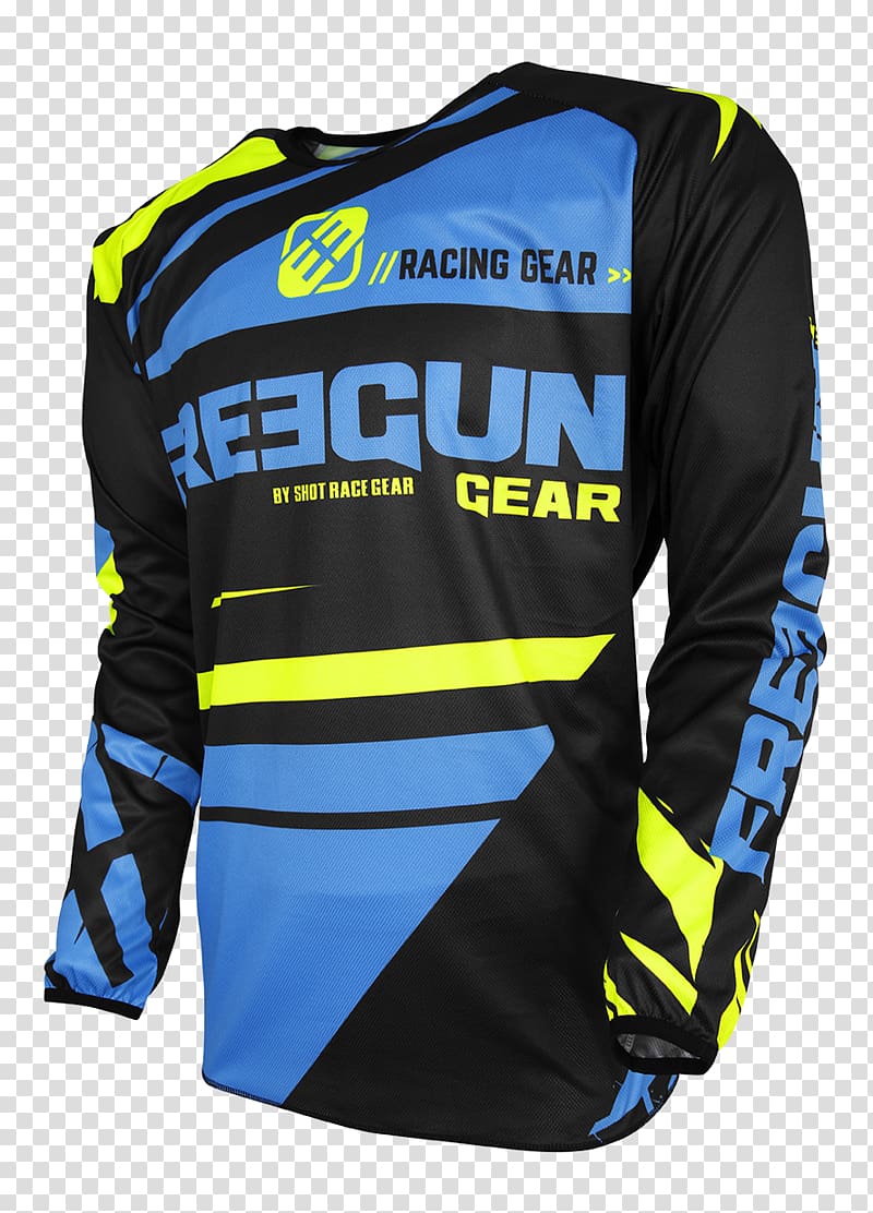 Jersey Blue T-shirt Motocross Enduro, T-shirt transparent background PNG clipart
