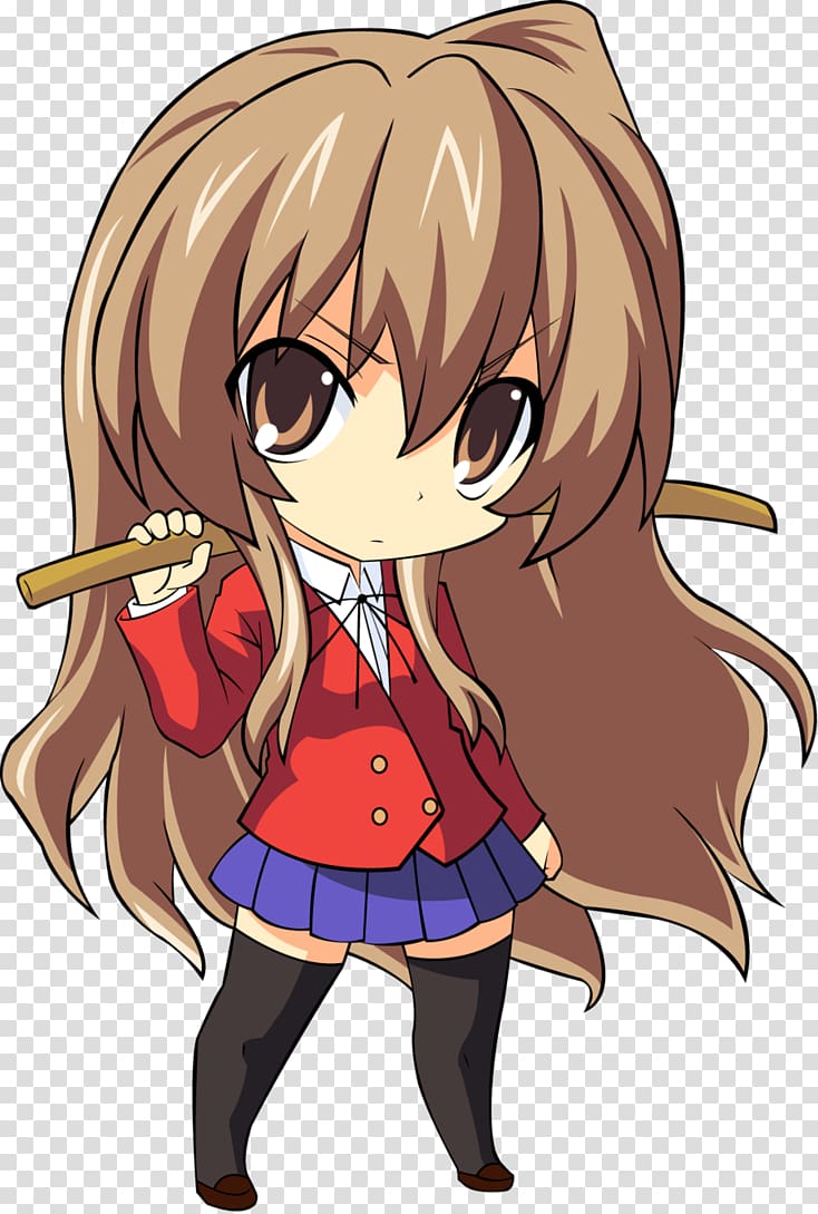 brown-haired female anime character illustration, Taiga Aisaka Minori Kushieda Toradora! Chibi Anime, Chibi transparent background PNG clipart