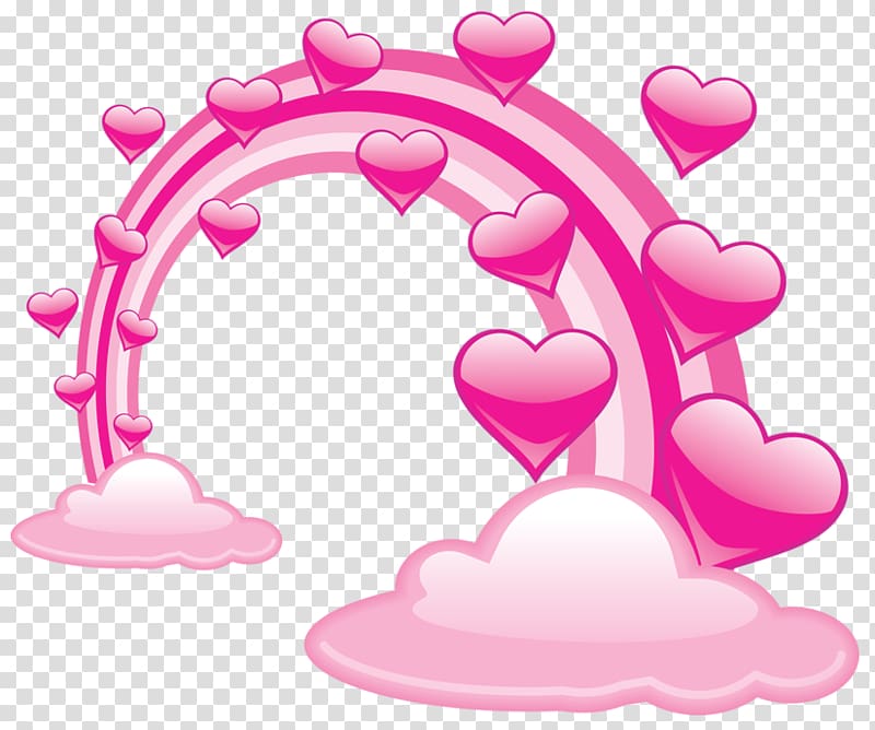 heart pink arch graphics arty, Pink Palace Fantasy Suites at Rainbow Motel Pink Rainbow Color, Pink Valentine Clouds With Hearts and Pink Rainbow transparent background PNG clipart