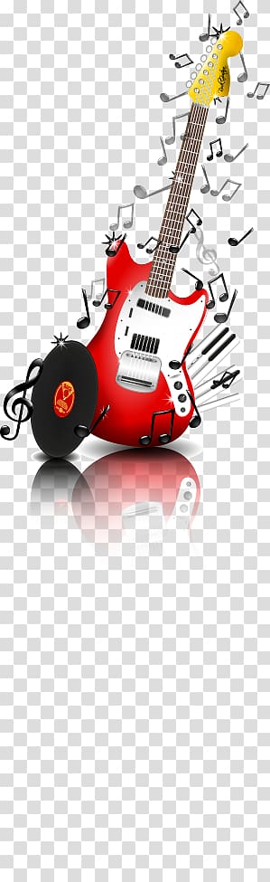 Musical note Electric guitar Piano, Music poster design material, transparent background PNG clipart