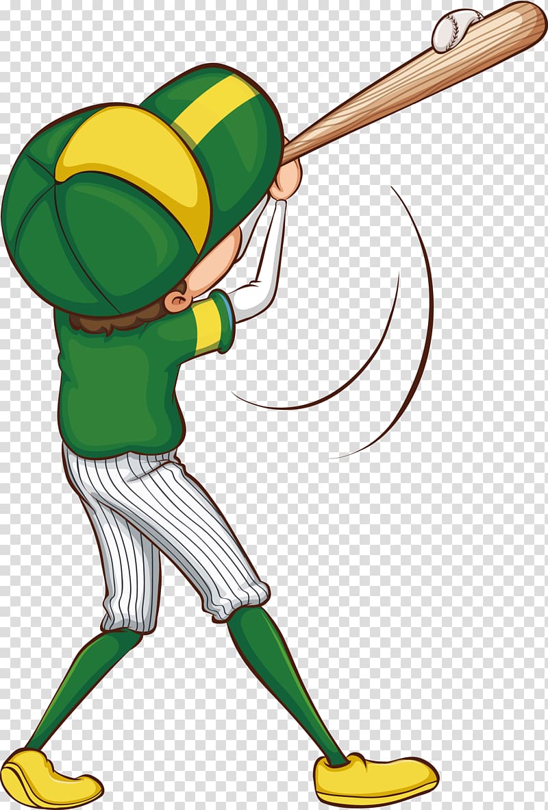 Baseball Drawing Player Illustration, Green Junior Baseball overtime transparent background PNG clipart