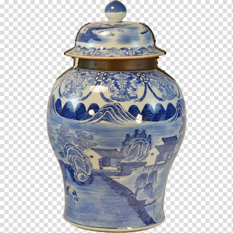 Blue and white pottery Jingdezhen Vase Chinese ceramics, blue and white porcelain bowl transparent background PNG clipart