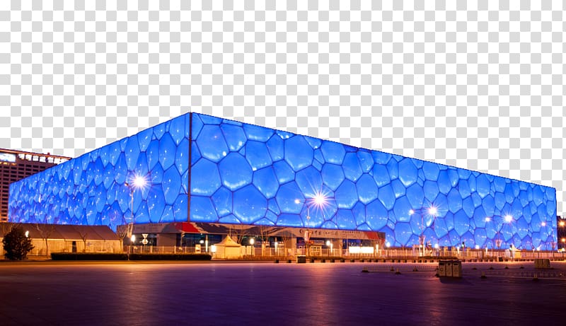 Beijing National Aquatics Center Building Architecture, Water Cube transparent background PNG clipart