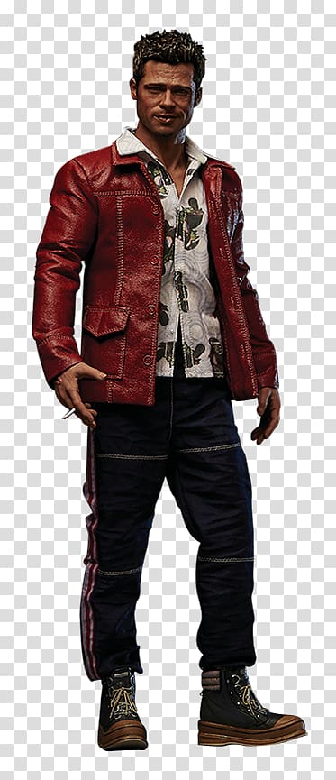 Brad Pitt Tyler Durden Fight Club Leather jacket Middle Ages, Tyler Durden transparent background PNG clipart