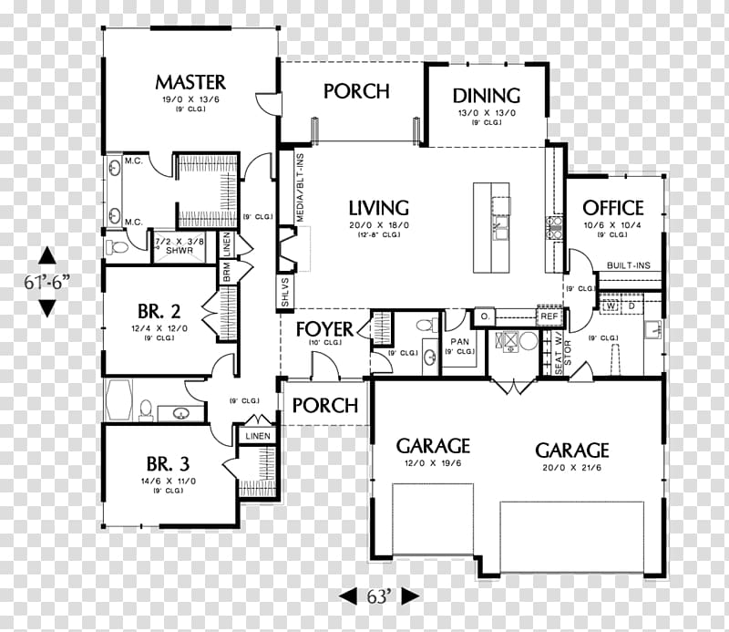 House plan Floor plan Ranch-style house, house transparent background PNG clipart