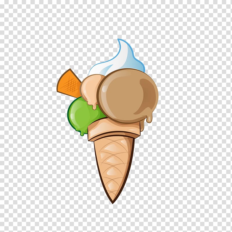 Ice cream cone Sundae Italian ice, Multi flavor ice cream cones transparent background PNG clipart