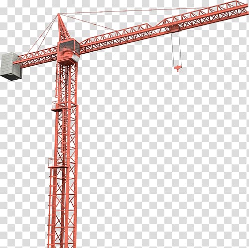 of red and gray tower crane illustration, Tower Crane transparent background PNG clipart