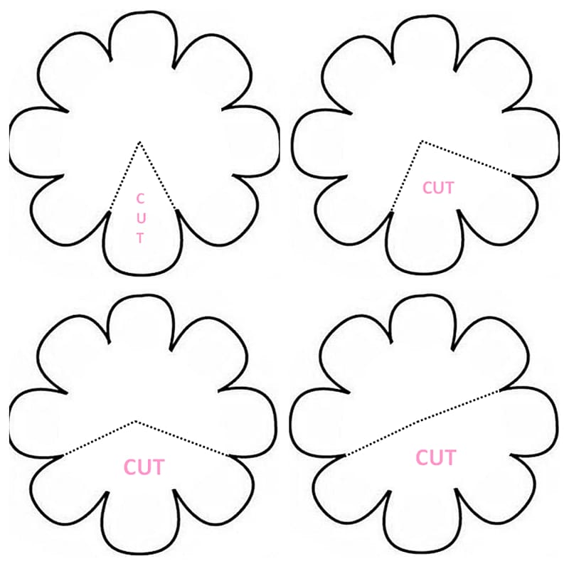 four white floral illustration, Paper Flower Rose Template Pattern, Free Flower Templates Printable transparent background PNG clipart