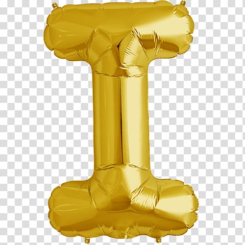 gold inflatable letter I, Mylar balloon Gold Party Birthday, gold letter transparent background PNG clipart