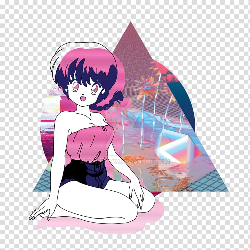 Vaporwave Anime Aesthetics Sticker, Anime transparent background PNG clipart
