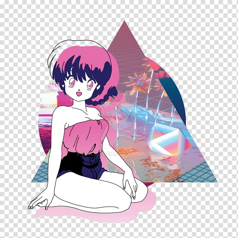 Vaporwave Anime Aesthetics Sticker Anime Transparent Background