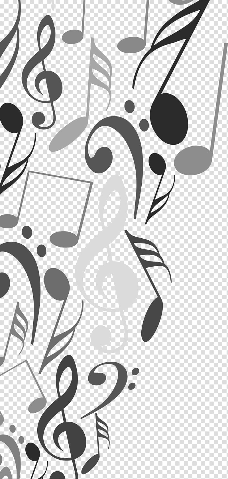 G-clef and note print illustration, Background music Music Illustration, Black notes background transparent background PNG clipart