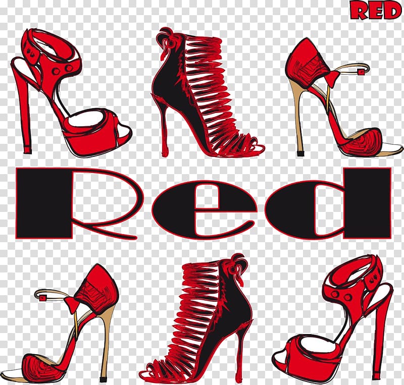 High-heeled footwear Shoe Illustration, Red high heels transparent background PNG clipart