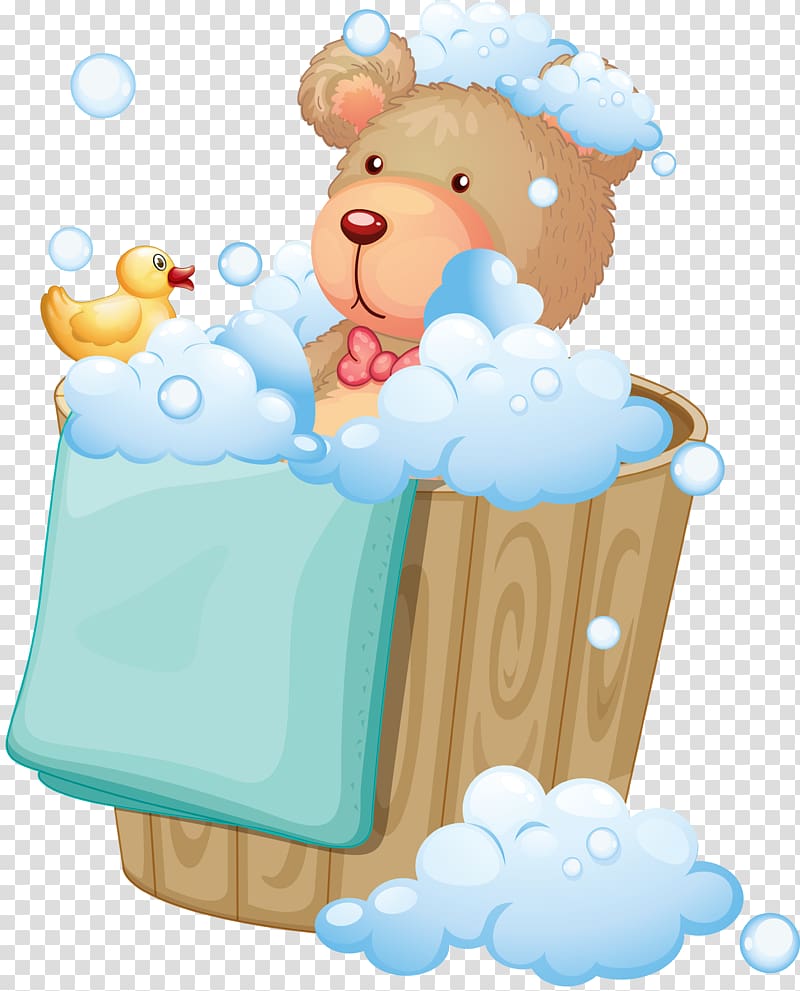 Hot tub Bathroom Bathtub Illustration, Bear cartoon bath transparent background PNG clipart