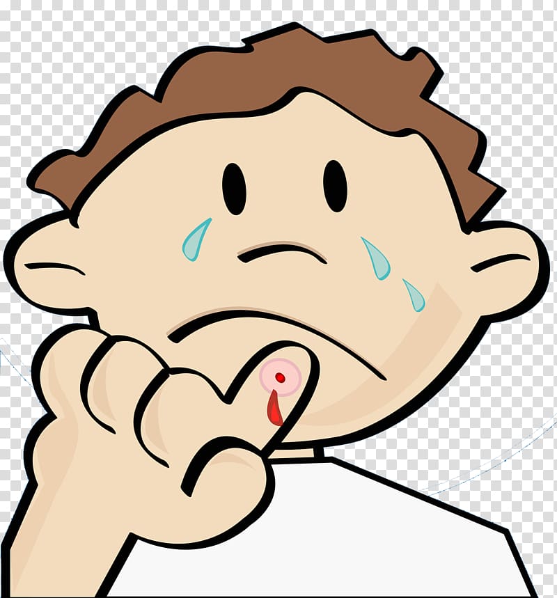Crying Cartoon Illustration, Child\'s finger is injured transparent background PNG clipart