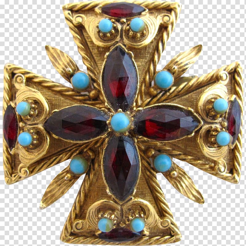 Jewellery Brooch Maltese cross Gemstone, brooch transparent background PNG clipart