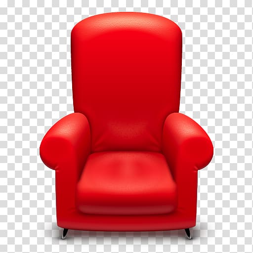 red sofa chair , comfort recliner car seat cover, Front Row transparent background PNG clipart