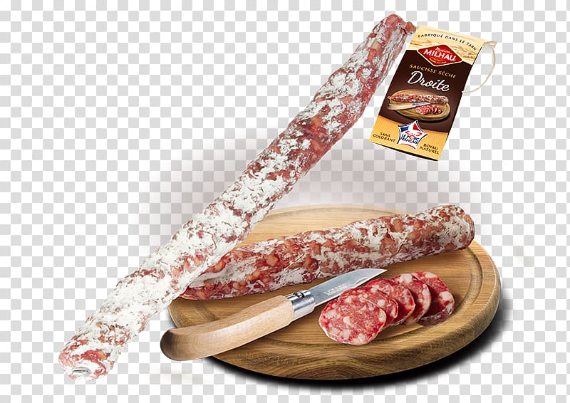 Salami Mettwurst Fuet Soppressata Cervelat, sausage transparent background PNG clipart