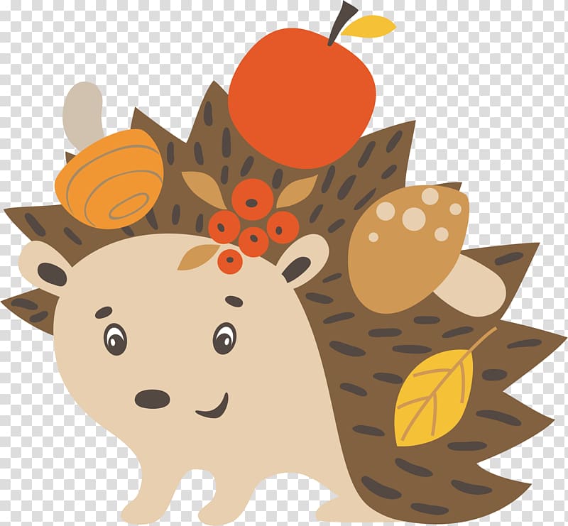 brown animal , Hedgehog Autumn Illustration, Cute hedgehog transparent background PNG clipart