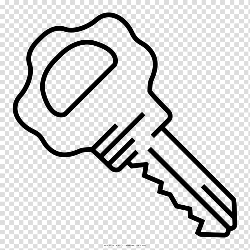 Drawing Coloring book Key Black and white, key transparent background PNG clipart