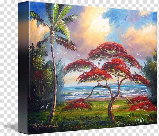 Royal poinciana Oil painting reproduction Art Tree Acrylic paint, Royal poinciana transparent background PNG clipart