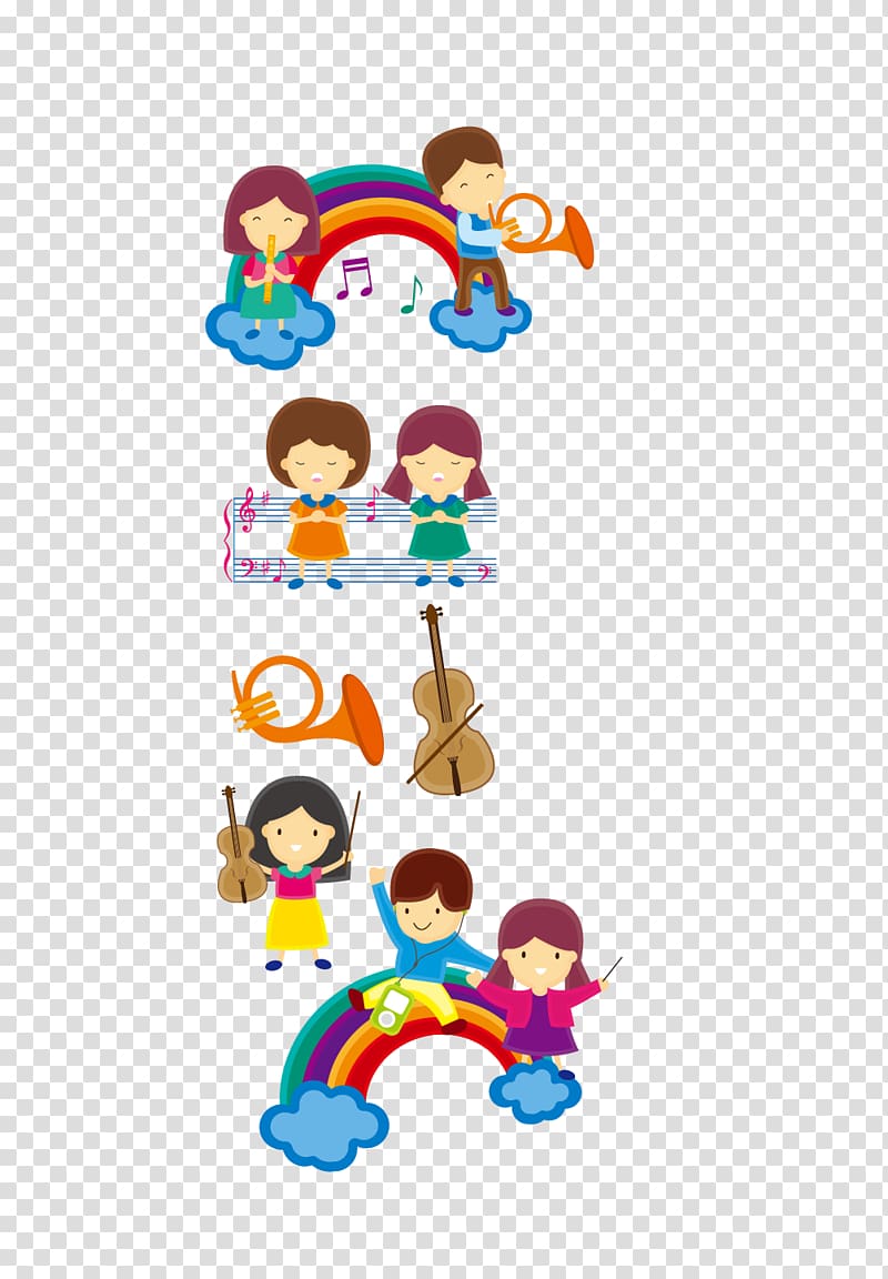 Childrens music Cartoon , rainbow transparent background PNG clipart