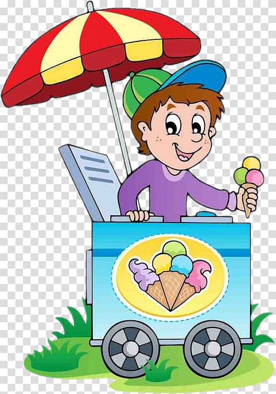 ice cream maker Salesman Drawing, cupcake cartoon transparent background PNG clipart