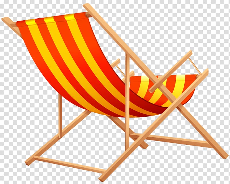 yellow and red striped folding lounger, Eames Lounge Chair Beach , Beach Lounge Chair transparent background PNG clipart
