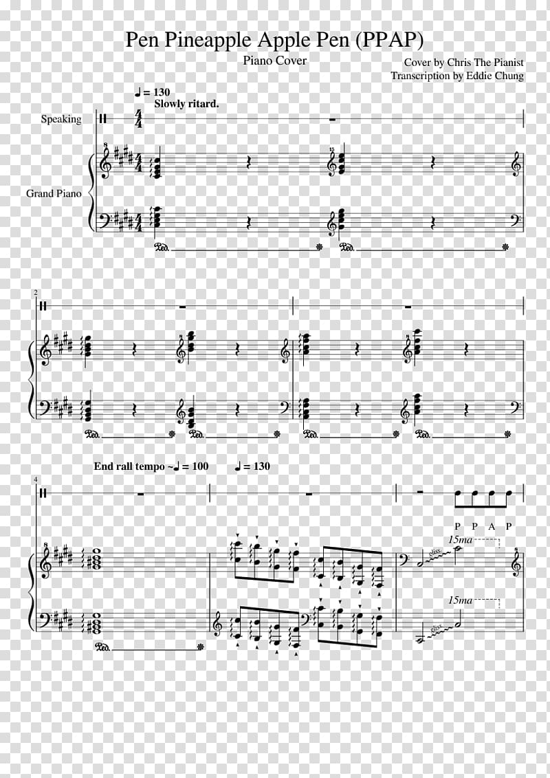 Sheet Music Piano PPAP Clef, apple pen transparent background PNG clipart