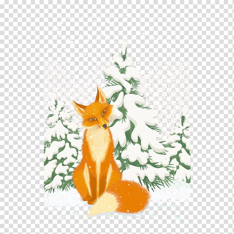 Red fox Arctic fox Illustration, snow little fox transparent background PNG clipart