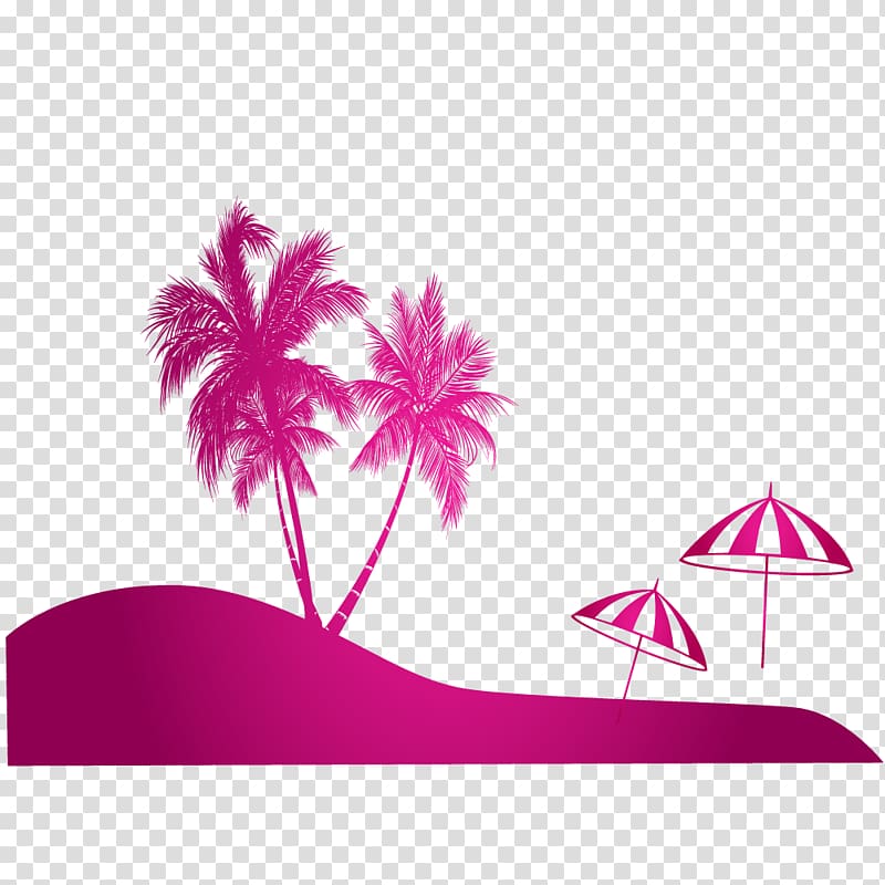 Beach Euclidean Landscape Fukei, Seaside coconut tree landscape element transparent background PNG clipart