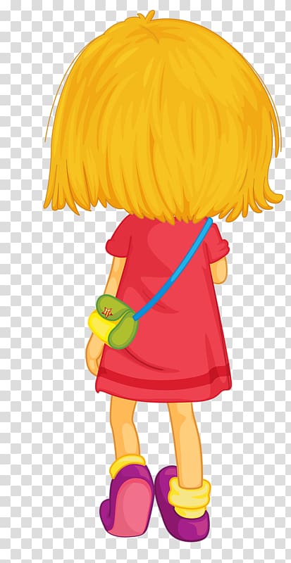 Yellow Cartoon Drawing, Yellow-haired girl transparent background PNG clipart