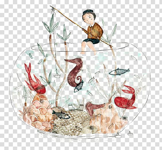 Graphic design Art Drawing Illustration, Aquarium fish transparent background PNG clipart