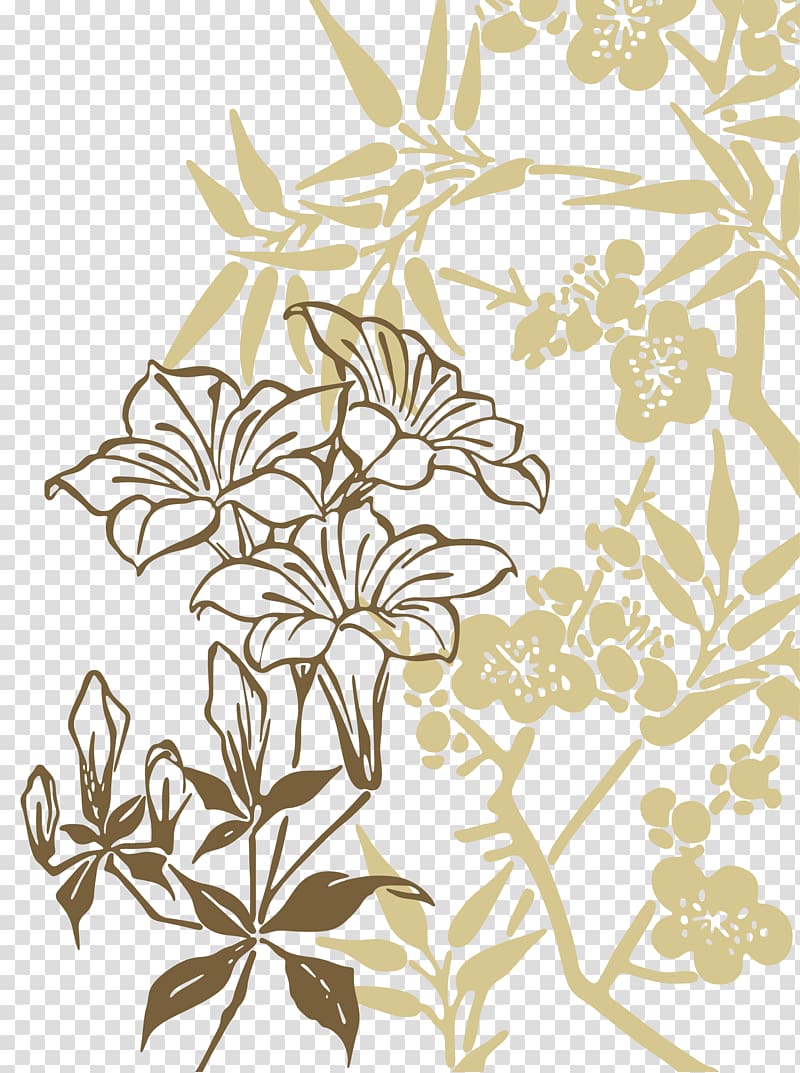 Lilium Flower Line, Flowers line drawing of bamboo transparent background PNG clipart